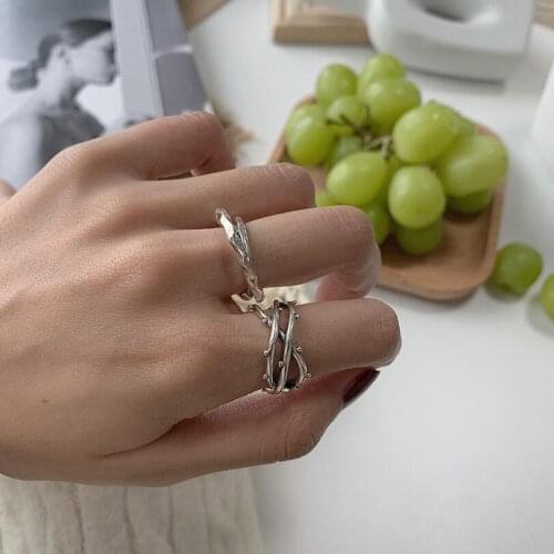 Thorns Stripes Cross Hollow Out Irregular Index Finger Opening Rings For Women Trend Jewelry Party Gifts 415