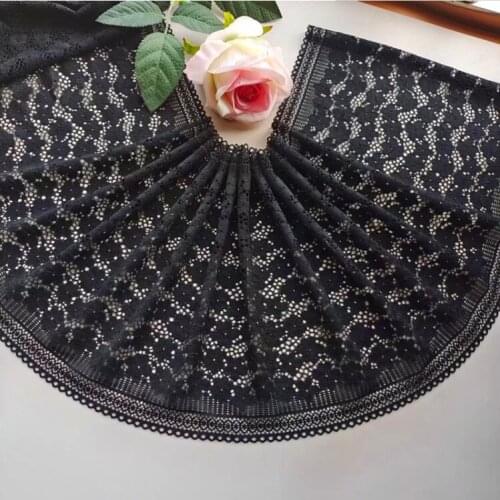 1 Meter/lot 20CM Width Elastic DIY Manual Floral Lace Sewing Supplies Wide Navy Blue Stretchy Lace Trim Mesh Crafts