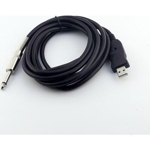 1pc Guitar Bass 6.35mm 1/4" Male To USB Link Connection Instrument Adapter Cable 3M
