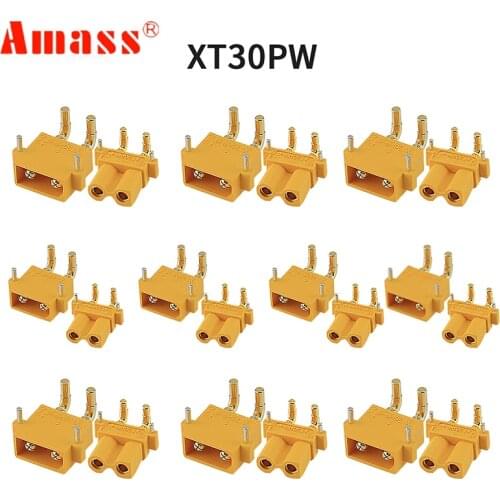 10 Pairs Amass XT30PW XT30 Connector Plug Male and female Upgraded Female & Male Heat Shrink Gold Plated For RC Parts