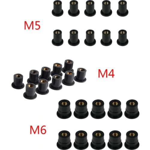 10pcs M4/M5/M6 Rubber Well Nuts Blind Fastener Windscreen Windshield Fairing Cowl Fastener Accessories for Motorcycle