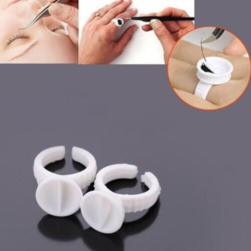 100Pcs Disposable Glue Ring Pallet Holder for Eyelash Extension Tattoo Pigment Quick easy no mess to clean up. Used to hold glue