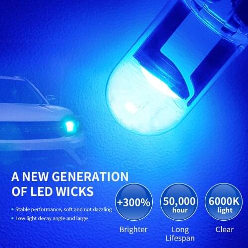 2Pcs 12V T10 W5W 194 LED Glass Housing Cob Auto Interior Parts Accessories Car Light Bulb Wedge License Plate Lamp Dome
