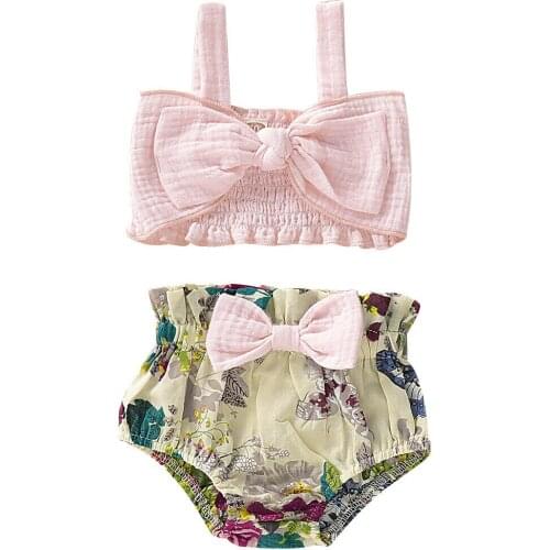 2020 New Baby Girl Kids Summer Toddler Outfits Clothes Strap Vest Tops+Shorts Pants 2PCS Cute Set