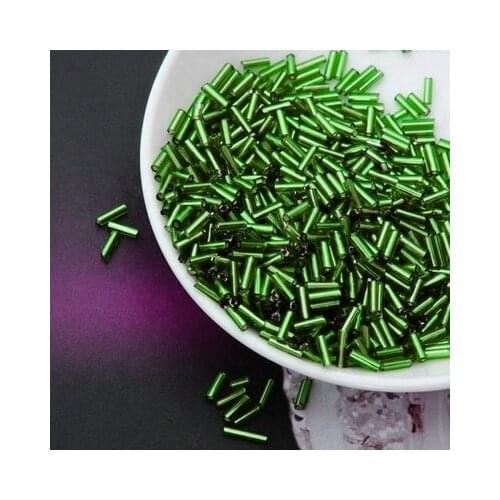2017 Hot Sale 2*6MM 60G/1440Pcs Silver Core Czech Glass Seed Bugle Beads Jewelry Garment Accessories Green
