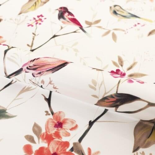 50*145 cm flower bird printing satin fabrics by the meter sewing decoration curtain pillow designer DIY patchwork material