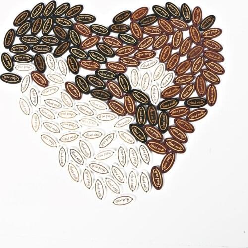 50pcs/lots 12x26mm High Quality Wooden Button "Handmade" Tags For DIY Craft Clothes Handmade Sewing Accessories