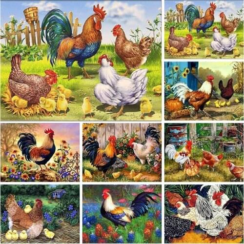 5D DIY Diamond Embroidery Animal Chicken Full Drill Mosaic Farm Diamond Painting Cross Stitch Handicraft Kits Home Decoration