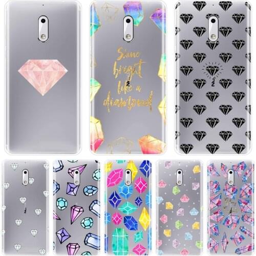 Diamond Gem Gemstone Black White Luxury Fashion Phone Case For Nokia 8 6 5 3 2 1 Soft Silicone Back Cover For Nokia X6 7 Plus