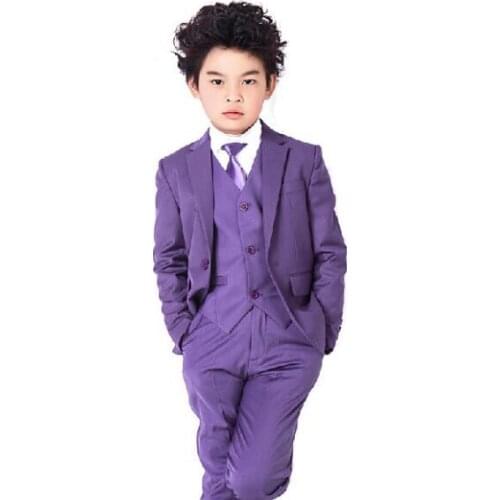 Kid Tuxedo (Coat+Pants+Vest+Tie) Custom Made Smoking Casamento Evening Tuxedo Suit Boy clothing