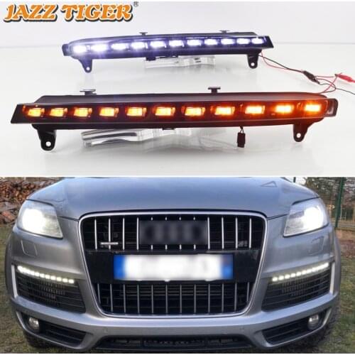 Daytime running lights For Audi Q7 2006 2007 2008 2009 Dynamic LED Daylights for turn drl for cars auto Led foglights headlights