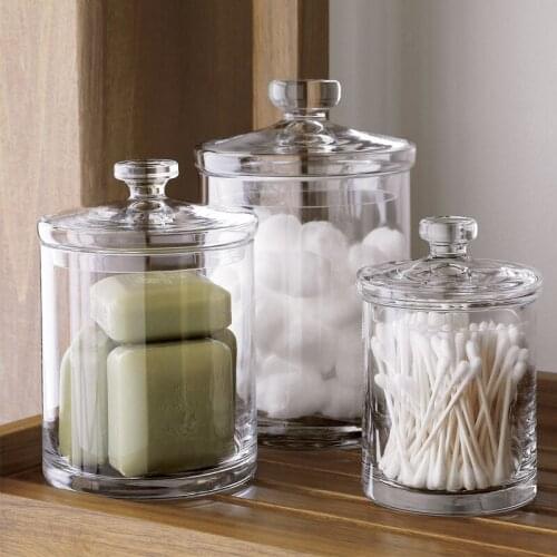 European Transparent Glass Candy Jar Food Storage Tank Bottles Jar With Lid Arrangement Decoration Home Storage Container