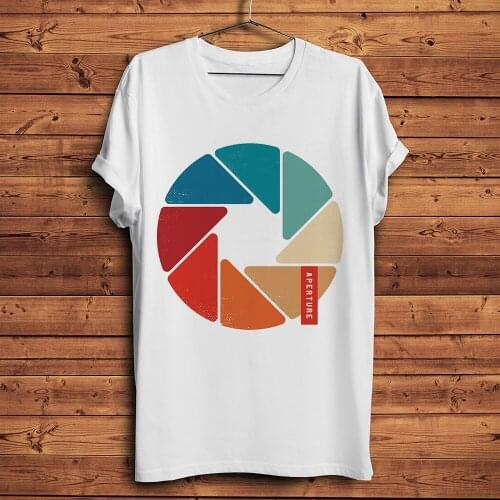 Rainbow Aperture funny geek t shirt homme summer new white short sleeve men casual tshirt unisex streetwear hipster tee