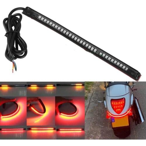 Flexible 48 LED Motorcycle Light Bar Strip Tail Turn Signal Tail Rear Brake Stop Bulb Lamp Brake Light 2835 3014 SMD Dual Color