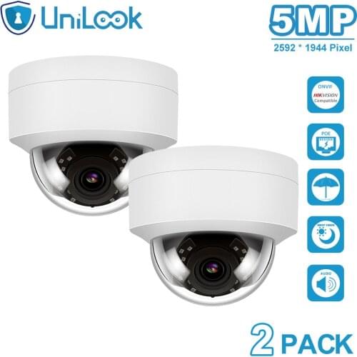 UniLook 5MP POE IP Camera Outdoor Security Camera Built in Microphone Night Vision Hikvision Compatible CCTV Camera ONVIF H.265