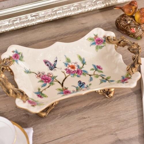 European style ceramic fruit plate decoration ceramic fruit plate living room dining table high-grade decoration