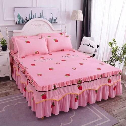 Lace bed skirt Brand 100% Cotton with Lace Bed Sheet Bedding Set Bedding 1 piece set pastoral / fashion plaid sheets