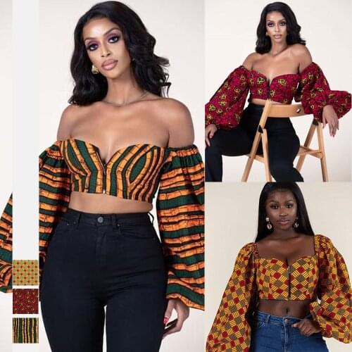 Summer Sexy Top Ladies African Clothes Dashiki Shoulder Off Zipped Africa Shirts Fashion Clothing African Dresses for Women
