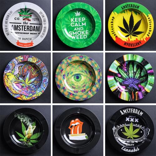 Metal Tobacco Herb Rolling Tray Plate Discs Cigar Ashtray Discs for Smoke Cigarette Ash Tray Table Paper Rolling Tray