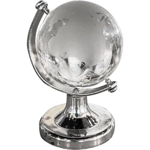 Mini Round Earth Art Crafts Home Office Desk Decoration Gift Crystal Glass Ball World Globe