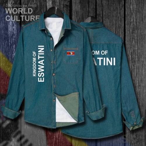 Kingdom of Swaziland weSwatini Swazi SWZ SZ Men Autumn Cotton Turn-down Collar Jeans Shirt Long Sleeve Cowboy Coat Flags Clothes