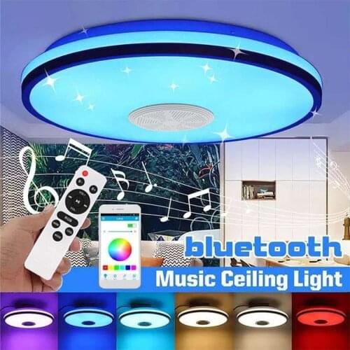 Music LED Ceiling Light RGB Bluetooth Speaker Lamp Dimmable W/Remote Control