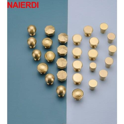 NAIERDI Pure Copper Furniture Handles Cabinet Knobs Wardrobe Dresser Drawer Knobs Kitchen Cupboard Chinese Style Door Handle