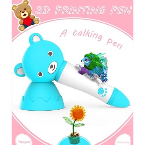New Smart Voice 3d Printing Pen Low Temperature with Battery Board Wireless Charging Printing Pen Cartoon 3d Printing Pen
