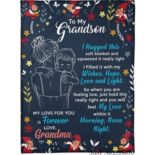 Throw Blanket Letter To My Grandson 3D Velvet Plush Blanket Bedspread for Kids Boys Sherpa Blanket Couch Quilt Cover Travel 15