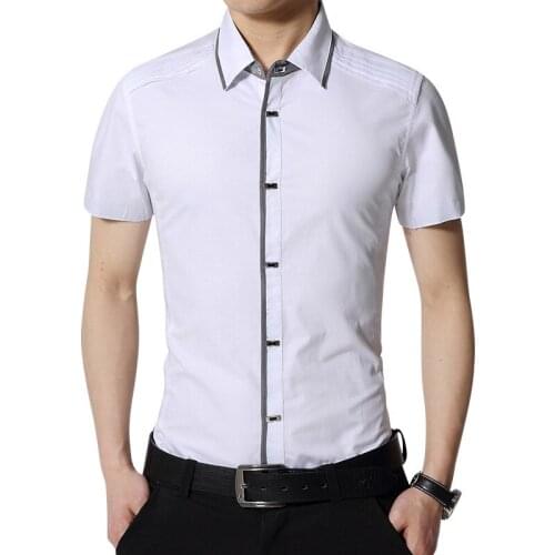 BAIDAFEI Pure Cotton Mens Shirt Short Sleeve 4XL 5XL Oversized Male Solid Business Casual Shirt for Men Brand Clothing Blouse