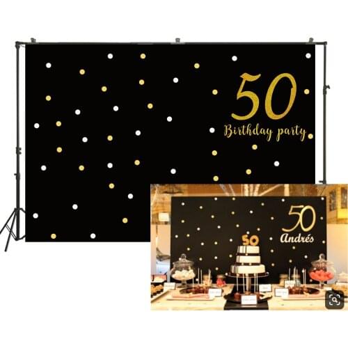 Adults Fabulous Birthday Party Backdrop Elegant Golden Glitter 40th 50th 60th Birthday Background Table Decoration Banner Poster