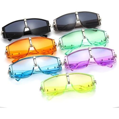 Unisex Retro Oversized Square Sunglasses Women Brand Designer One Piece Big Sun Glasses For Female Male Black Mask Shades UV400