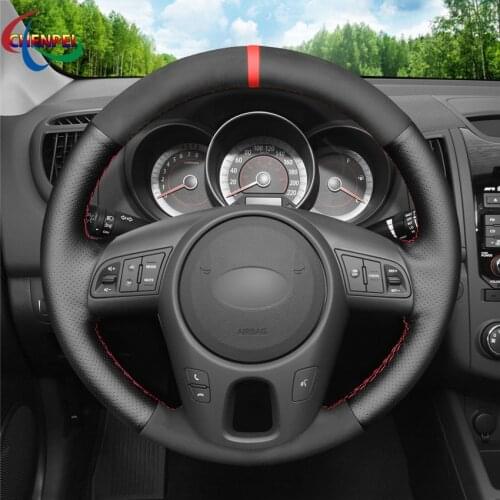 DIY Hand-stitched Non-slip Black Suede Car Steering Wheel Cover For Kia Forte 2008-2017 Soul Rio Shuma 2009-2013 Venga 2009-2015