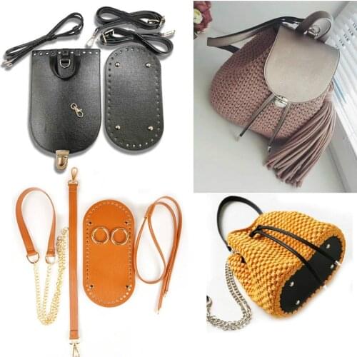 Handmade Handbag Shoulder Strap Woven Bag Set Leather Bag Bottoms With Hardware Accessories for DIY Bag Backpack 7Pcs Set
