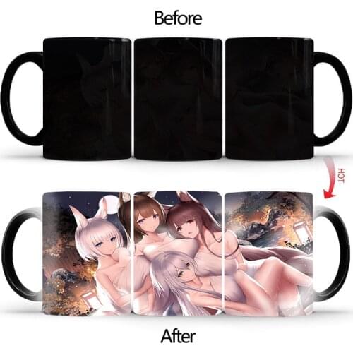 4 sexy fox girl Heat Sensitive Mug BSKT-166 Changing Color Magic Mug Anime Game Milk Tea Coffee Mug Best Gift for Friends