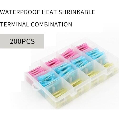 Heat shrinkable butt connector kit 200PCS, insulated and waterproof marine automotive wire crimp terminal, butt joint (3 colors)