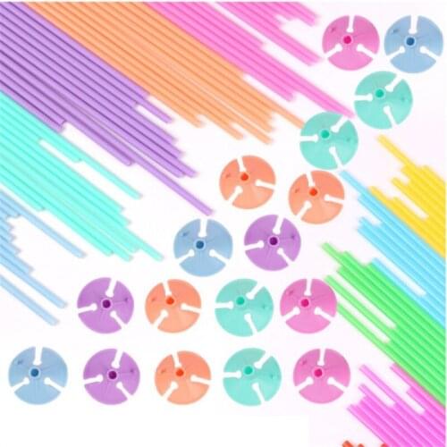 Scene layout drag rod balloon rod drag plastic decoration balloon rod mixed color 100 sets of 32 cm extension rod