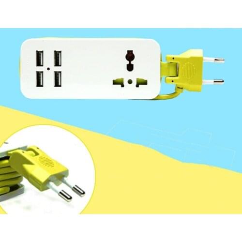 EU/ UK Plug 1.5M Cord Extension Socket Outlet Portable Travel Power Strip Surge Protector with 4 USB 5V 2A Output) Smart Charger