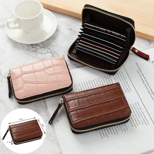 1pcs Business Card Holder Men Fashion Pu Leather Credit Card Wallet Bag Women Zipper Credit/id/bank Card Holder Case Coin Purse