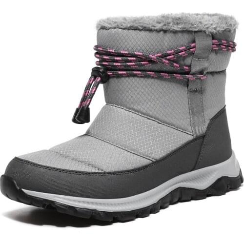 Waterproof Women Snow Boots 2020 Winter New Flat Rabbit Hair Non-slip Cotton Shoes Plus Velvet Padded Short Booties