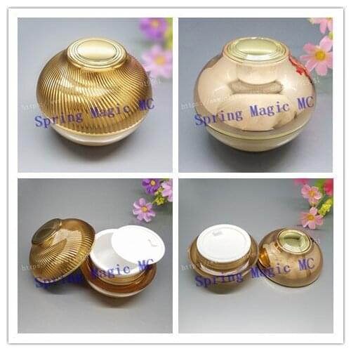 High quality 50g Gold Acrylic cream Jar,bowl-shaped cosmetic container cream Bottles,Empty plastic Eye Cream jar,cosmetic bottle