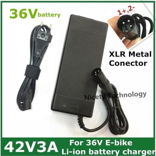 42V3A electric bike lithium battery charger for 36V lithium battery pack XLRM Socket/connector good quality
