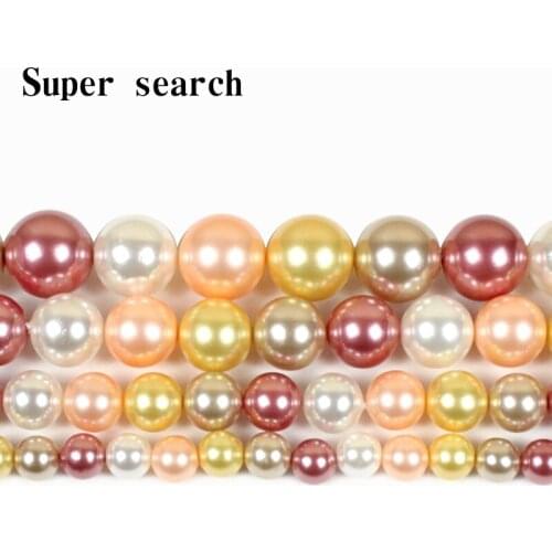 Yellow white red 6-12mm Color Pearl Shell DIY Pendant Necklace Jewelry making Natural Color Pearl Round Loose Beads