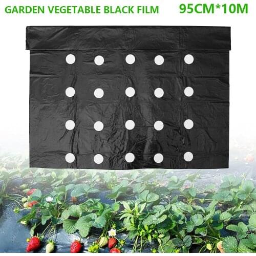 0.95*10Meters Garden Vegetable Mulch Film Plant Grow Greenhouse Agricultural PE Weeding Film Perforated 5Holes Mulching Membrane