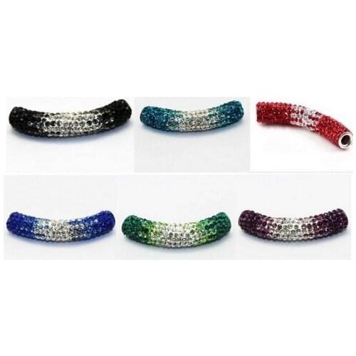 10 pcs/lot 45cm mixed multicolor disco pave diy d2325 bracelet gradient tube beads long bending crystal