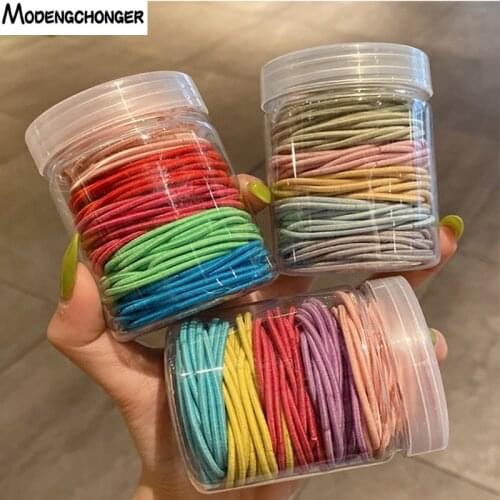 100PCS/Lot Women Girl Candy Colors Basic Elastic Hair Bands Tie Scrunchie Ponytail Holder Rubber Bands Headwear Hair Accessories