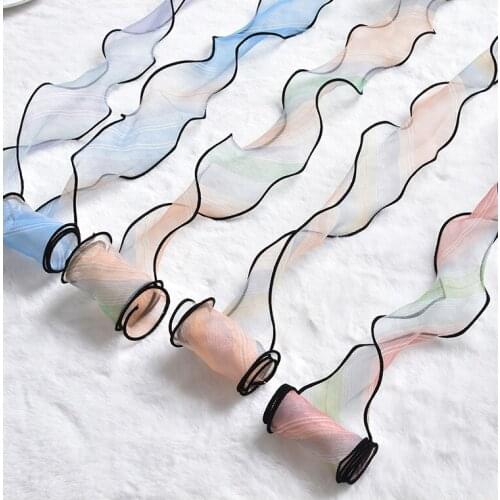 100 yards DIY Hair Accessories Selvage Yarn Snow Gauze Ribbon 6cm Bowknot Stripe Selvedge Sand Ribbon