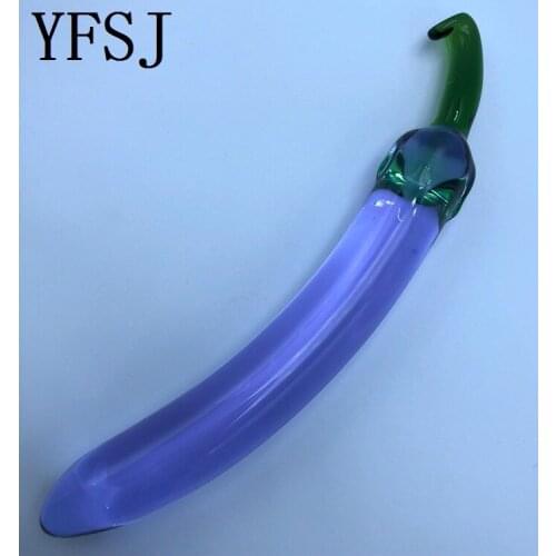 190*24mm 160g Eggplant Glass Dildo Penis Cock Anal Plug Adult Sex Toys Female Masturbation Butt Plug Prostata Massager