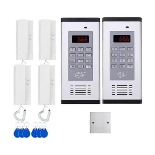 2-wired audio door phone Security non-visual building intercom system for 2 gates 4 apartments,PASSWORD/ID Card unlocking