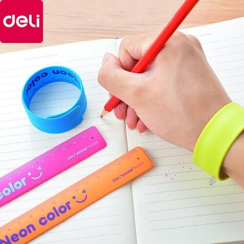 4pcs Deli 6206 Bracelet Ruler Silicone Material Deformation 18cm Ruler Student Ruler Drafting Supplies Rulers